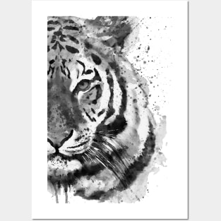 Black And White Half Faced Tiger Posters and Art